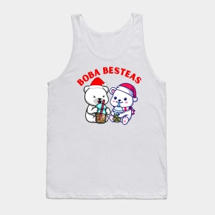 Christmas Boba bear cute bear loves Boba tea Tank Top